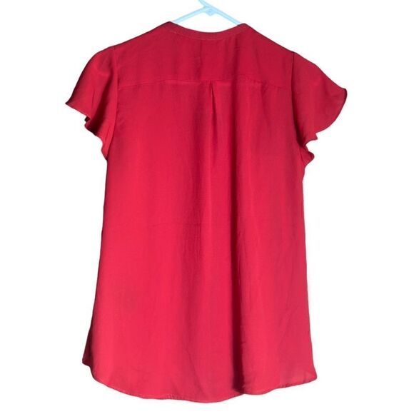 NWT H&M Red Button Front Semi Sheer Short Sleeve Top Size 6 📦 - Picture 2 of 8
